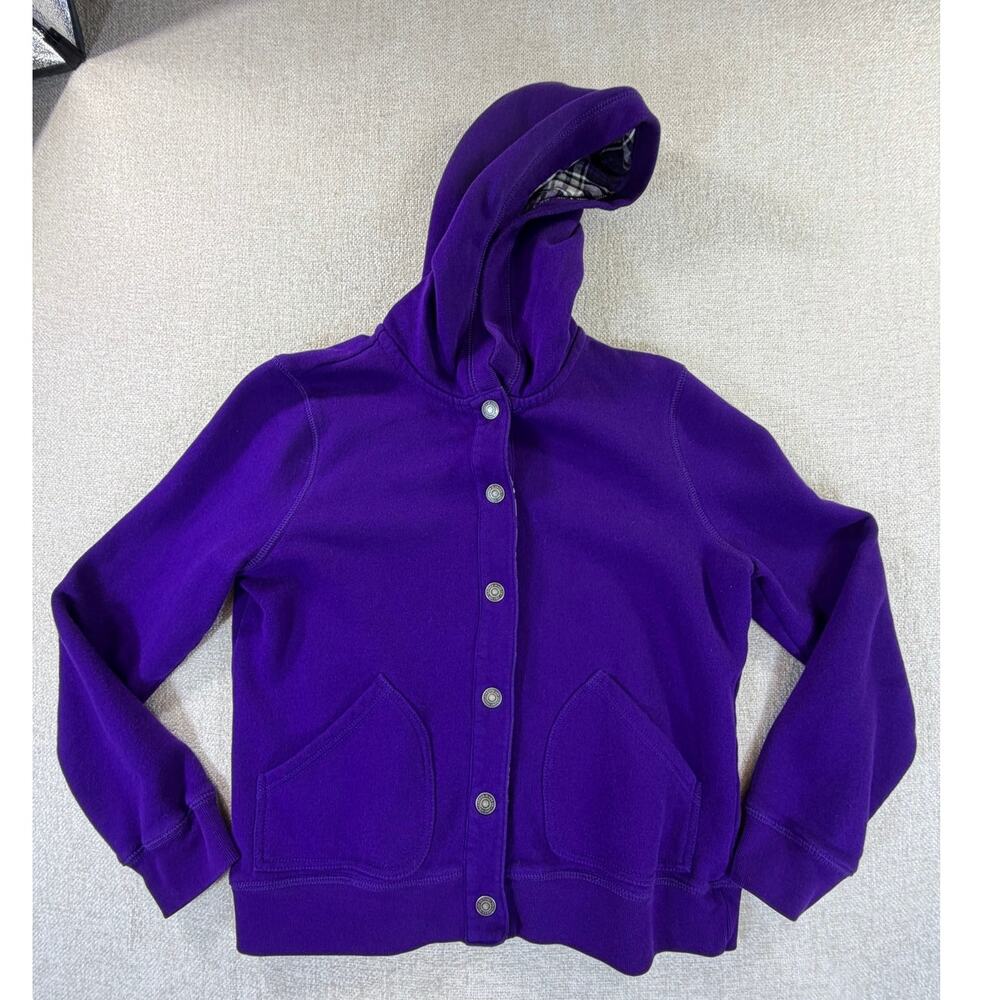 LRL Lauren Jeans Co Women's Large Purple Snap Front Long Sleeve Cardigan Sweater